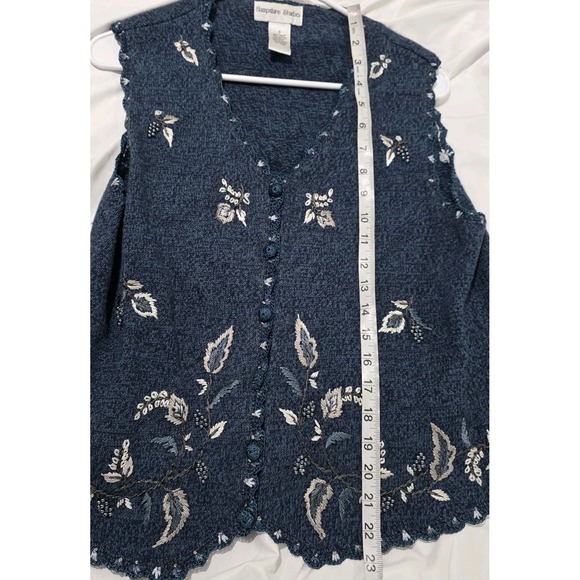 Hampshire Studio Womens Sweater Vest Size Small Beaded Floral Fairy Cottage - Picture 7 of 8